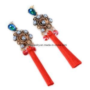 European and American Popular Alloy Long Thread Tassel Earrings Flowers Shaped Jewelry