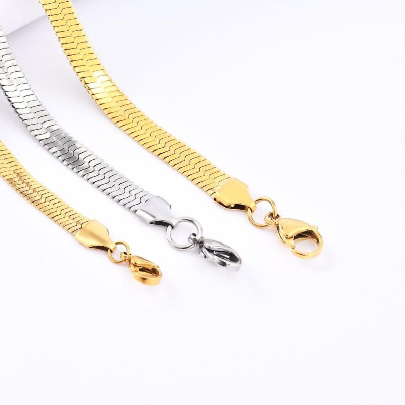 Direct Supplier Fadeless Stainless Steel Flat Herringbone Fashion Jewelry Making Chains Anklet Bangle Bracelet Necklace Jewellery