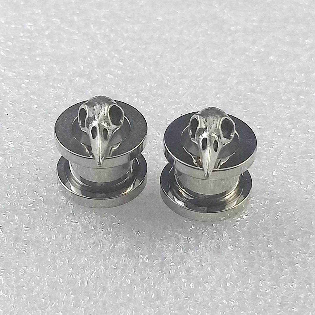 Hot-Selling Ear Expander Stainless Steel Plugs Pulley Bird Head Inner Tooth Ancient Silver Piercing Ear Expander Spg2729