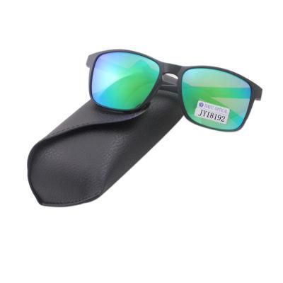 Newest Custom Men Fashion Sunglasses Green Mirror Lens Plastic Sunglasses