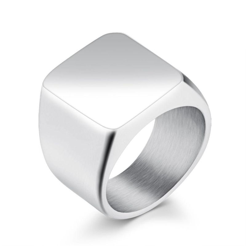 Fashion Rings Square Big Width 24K Titanium Finger Men Ring Fashion Jewelry