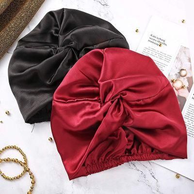 Women Silk Night Sleep Hats Double Layer Head Bonnets