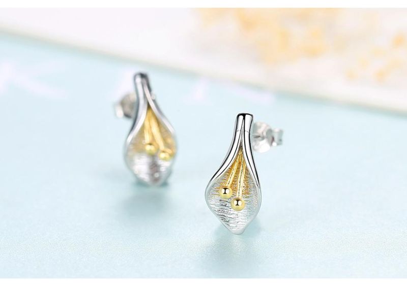 Double-Color Lily Sterling Silver 925 Ear Studs