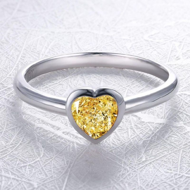 Fashion Accessories S925 1.0CT China Jewelry Heart Shape Simulated Diamond Factory Organized Fashion Ring