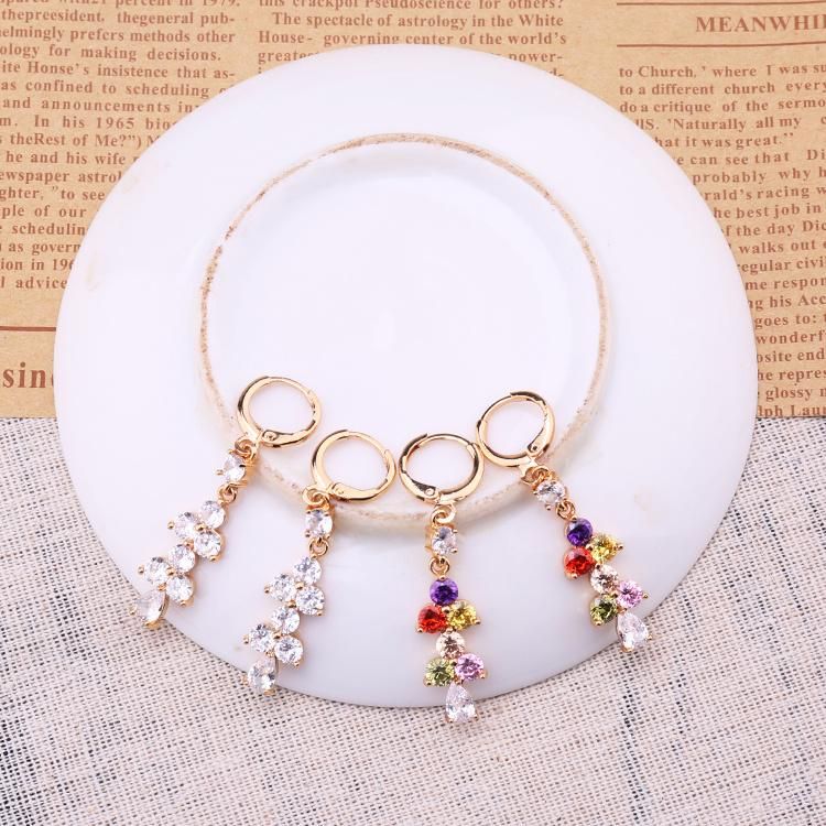 Made in China Cheap colorful Zirconia Long Drop Earrings for Women
