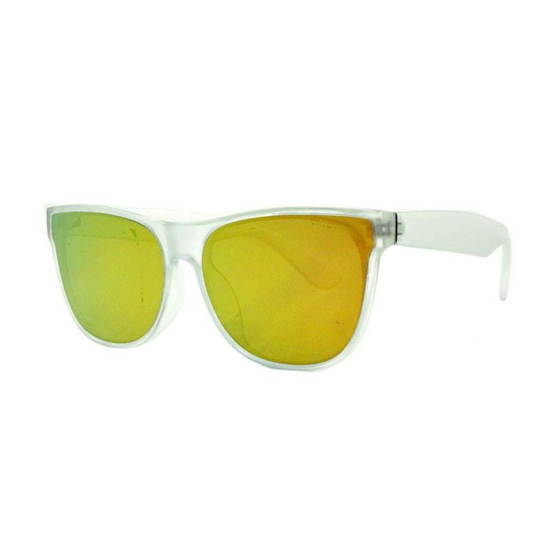 Blue Mirror Black Frame Plastic Sunglass