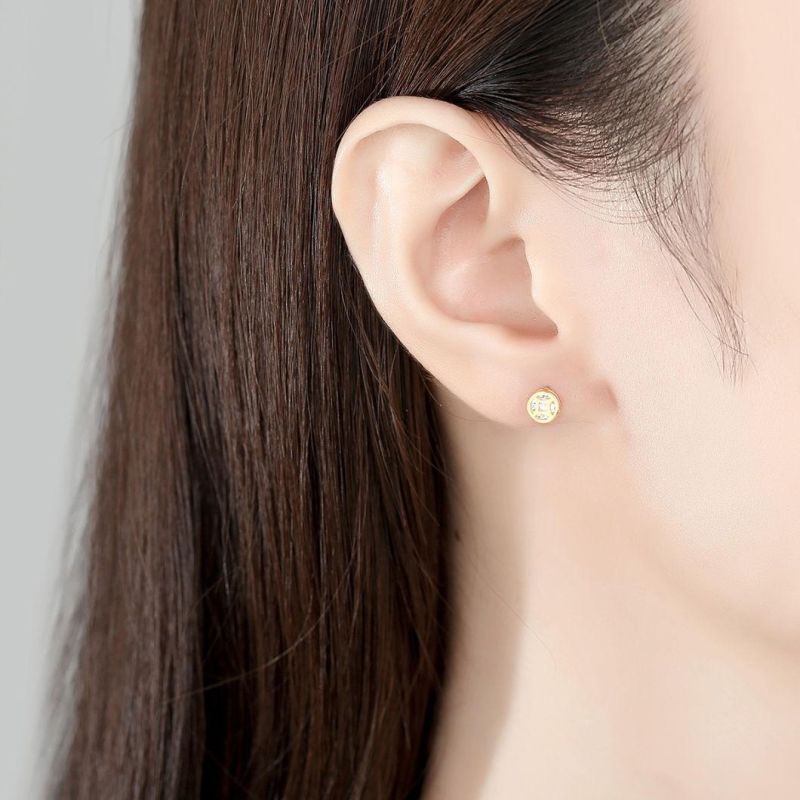 Copper Coin Style Clear Ear Piercing Studs