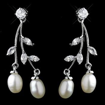 Wedding Pearl Earring Jewelry, Bridal Earring Jewelry, CZ Earring