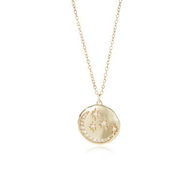 Custom Zircon Coin Pendant Necklace Jewelry Coin Gift Gold Jewelry Coin Pendant Necklace