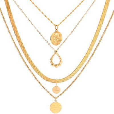 Stainless Steel Metal Gold Plated Handmade Layering Necklace for Fashion Jewelry Gift Design