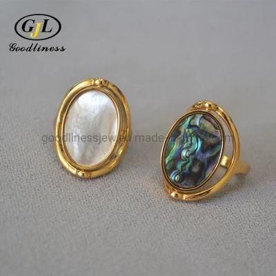 Wholesale Original Design Double-Sided Rotating Shell Mother Shell Ring