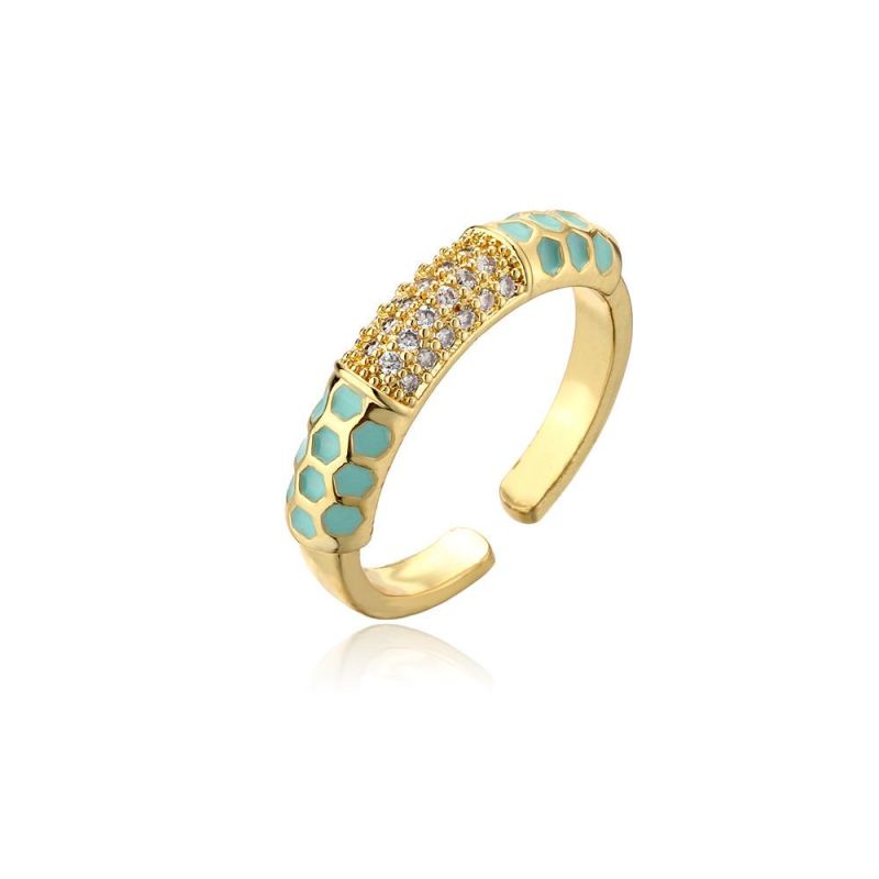 Fashion Geometry Brass Plating Enamal Open Ring