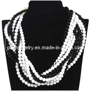 Summer Fashion Jewelry Black and White Acrylic Bead Beads Necklace for Women (PN-071)