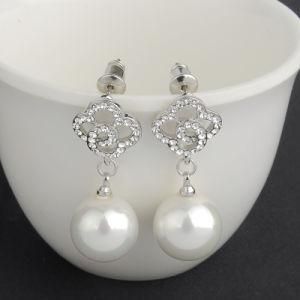 White Enamel Jewelry Pearl Earrings