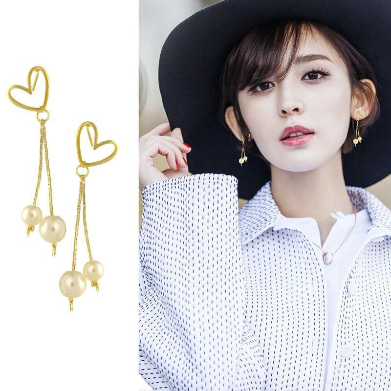 925 Silver Needle Hollow Heart Shape Earrings