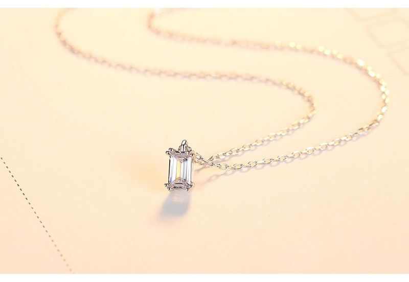 Fashion Creative Transparent Cuboid Crystal Zircon Chain Necklace