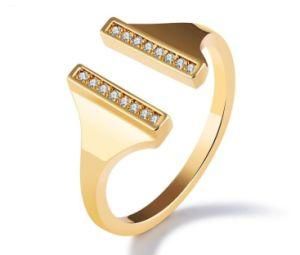 Top Quality Simple Cubic Zirconia Lovers Gold Color Wedding Ring Jewelry Open Ring for Sisters