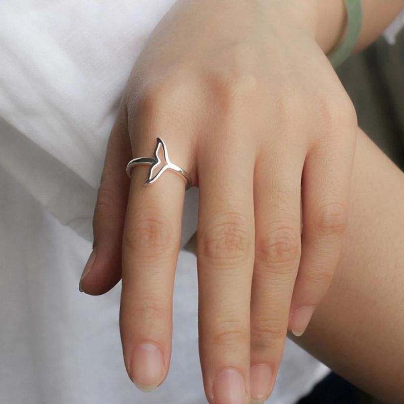 Fashion Accessories 925 Sterling Silver Jewelry Rings Size 5 6 7 8 Tail Cocktail Ring Gift for Women Girls Lady