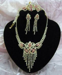 New Copper Material 4PC Rhinestone CZ Jewelry Set (Y-1)