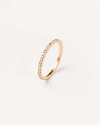 Custom Brass Alloy with Crystal Diamonds Ring and in 18K Gold Plated Eternity Ring Women Jewelry