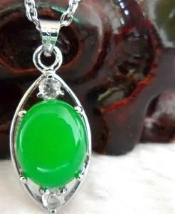 Woman Surface Decoration Metal Jade Pendant Necklace Jewelry (X112)