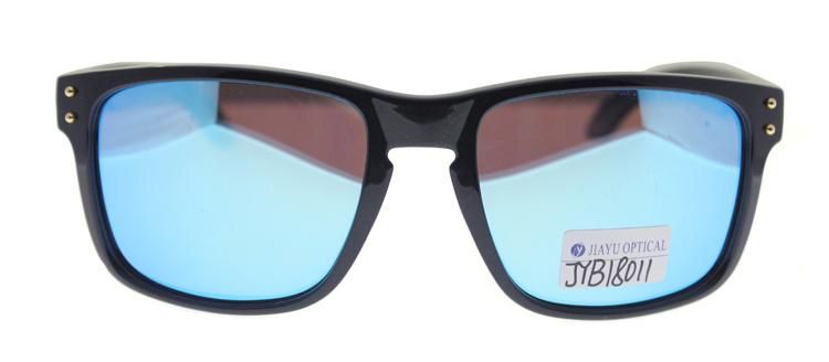 2022 Custom Square Frame Mirror Blue Plastic Polarized Men Sunglasses