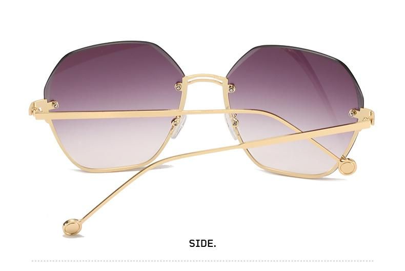 Trendy Sunglasses Frameless Cut Edge Gradient Color Sunglasses Female Polygon Personalized Glasses