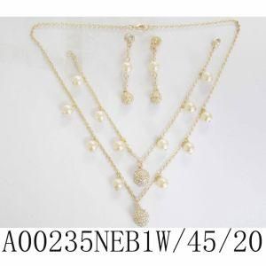 2015 Fashion Jewelry Beautiful Shamballa and Pearl Gold Plating Jewelry Set (A00235NEB1W)