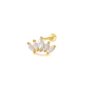 2021 Wholesale Top Quality Diamond Crown Piercing Ear Studs Rhodium Plated Fashion Crown Earrings for Women