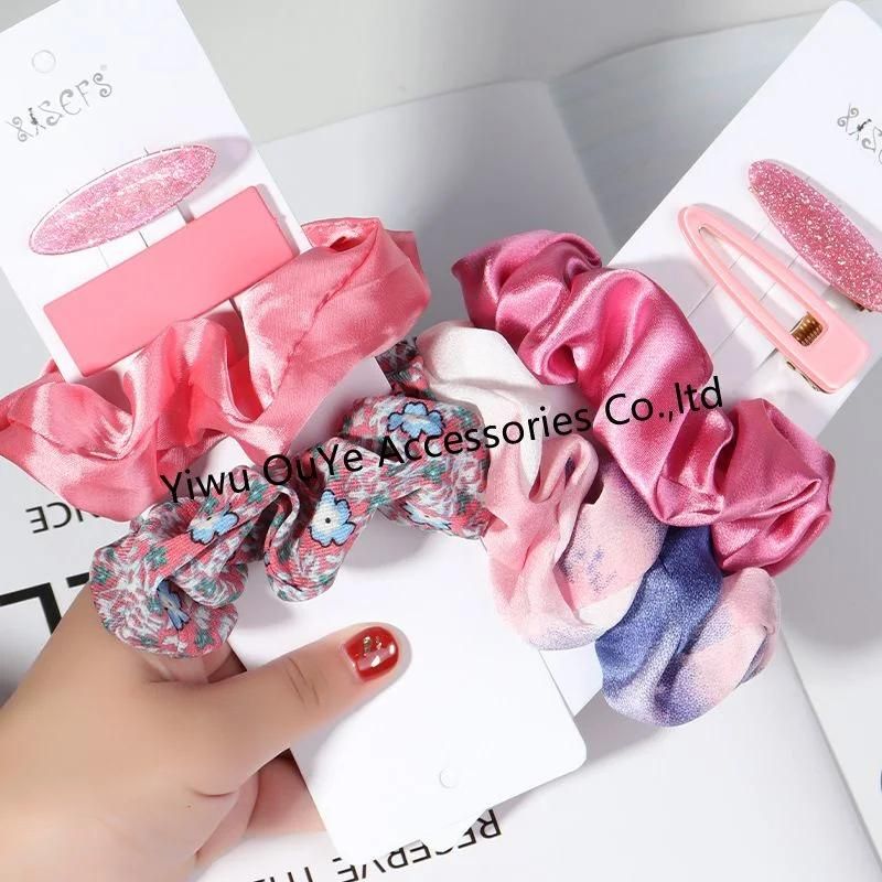 Stock Customized Solid-Color Satin Hair Accessories Hair-Ring Elastic Scrunchies Hairbands