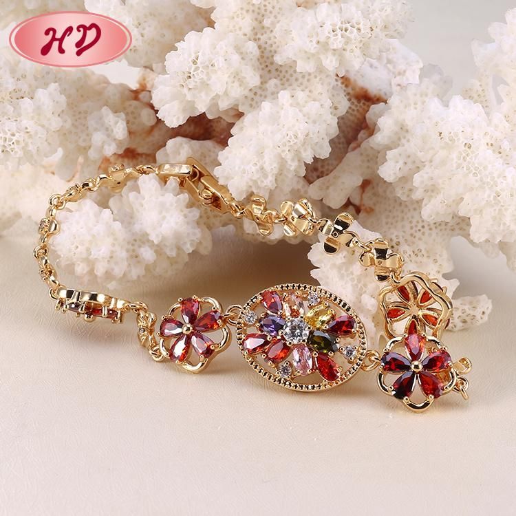 Fashion 18K Gold Rhodium Bracelet Jewelry Zircon Bracelet for Ladies