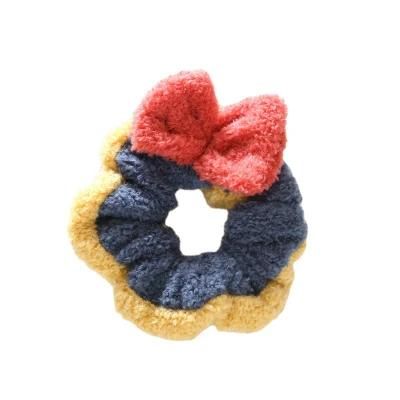 Two-Color Bow Wash Headband Coral Velvet Snow White Scrunchies