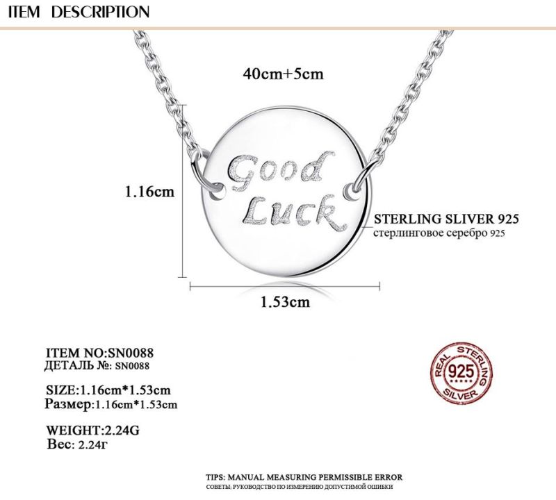 Fashion Silver Jewelry Zircon Pendant Women Accessories Necklace