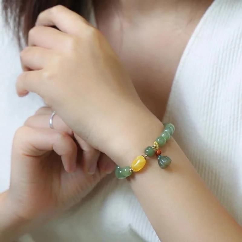 Fashion Jewellery Lotus Bracelet Beeswax Barrel Beads Bangle