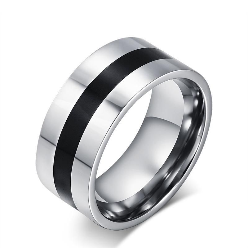 Wholesale Men′s Simple Ring with White Two Sides Black Middle