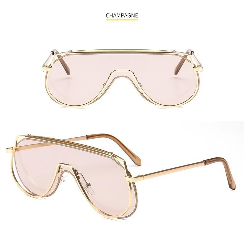 2020 New Large Frame One-Piece Metal Sunglasses