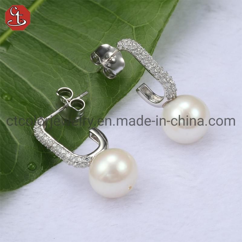 Wholesale Cheap Price 925 Sterling Silver Handmade Earring Fashion Jewellery Pearl Earring for Women Decoration