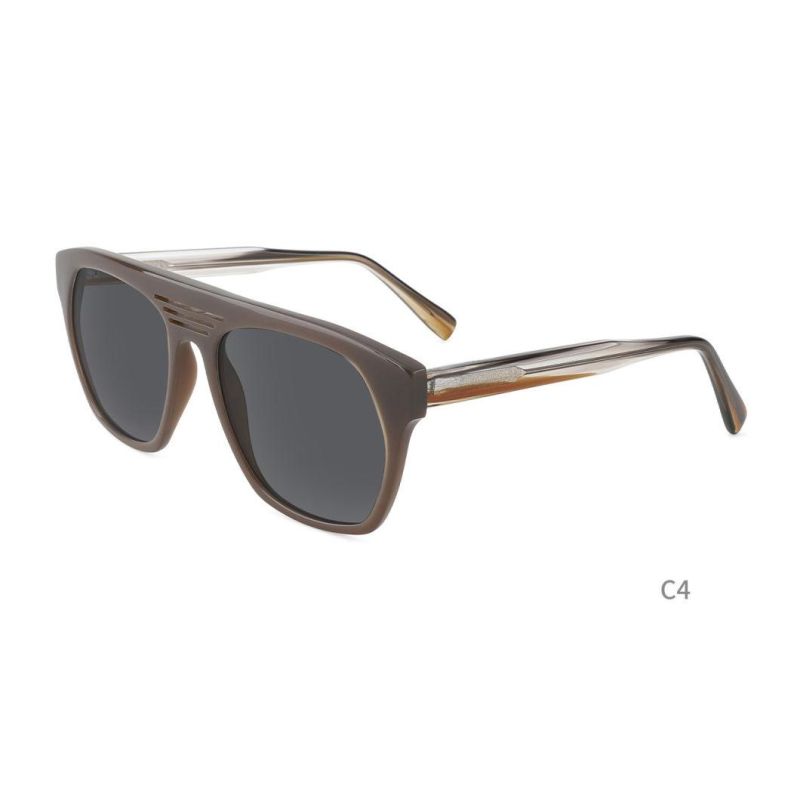 Double Bridge Transparent Lentes De Sol Trendy Custom Logo UV400 Mens Clear Injection Acetate Sunglasses