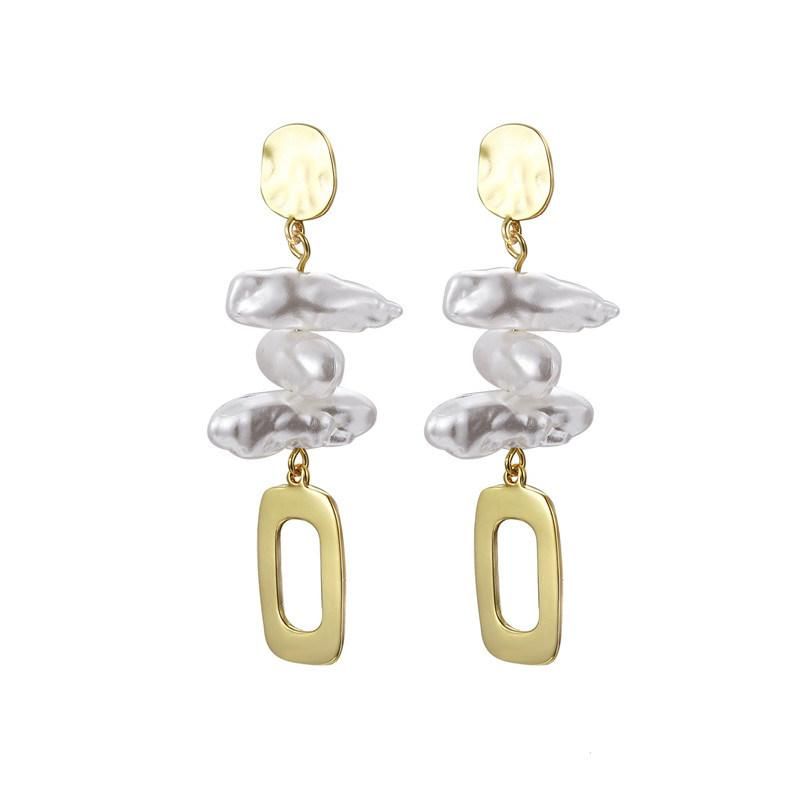 Fashion Silver or Brass Female Baroque Pearl Earring