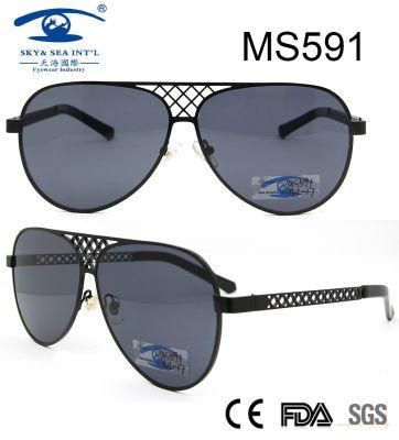 Classical Shape Double Bridge Women Metal Sunglasses (MS591)