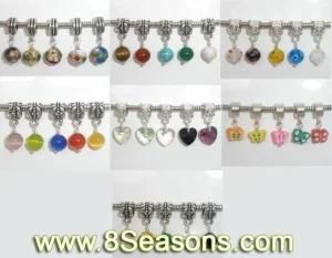 Dangle Bead Mixed, Cloisonne /Lampwork Glass /Fimo, Fit European Charm 26x6mm-26x10mm. Sold Per Packet of 100 (B07417)