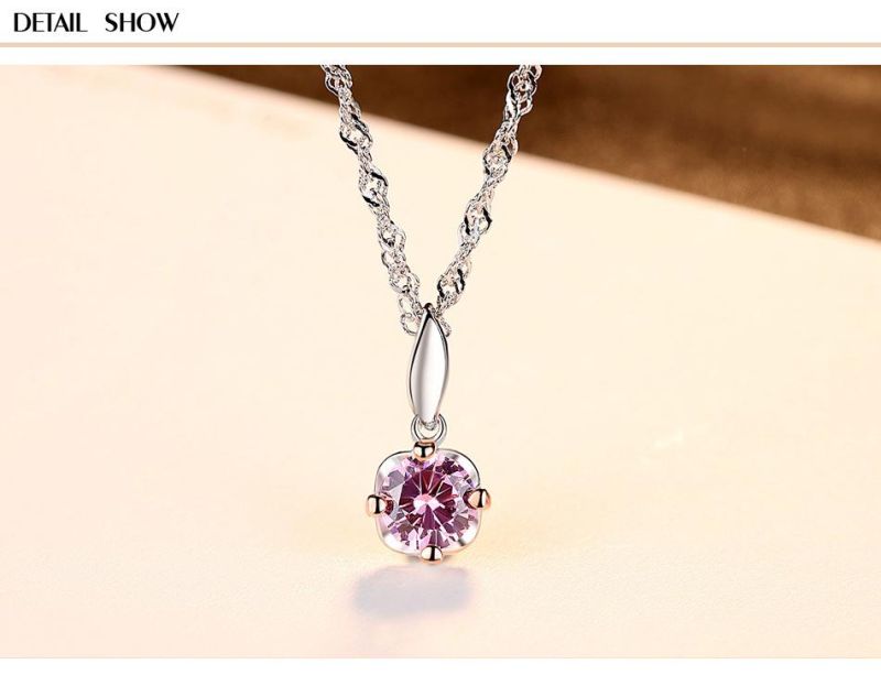 Korean Version Simple Purple Crystal Necklace Temperament Jewelry