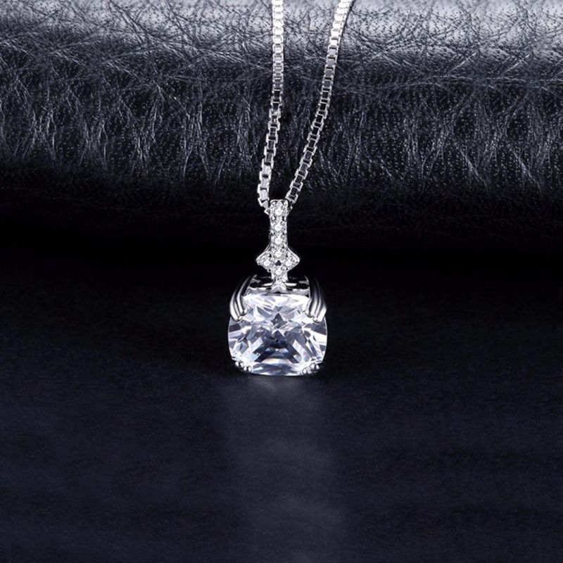Vintage Jewellery Cushion Cut Cubic Zirconia Pendant 925 Sterling Silver Jewelry