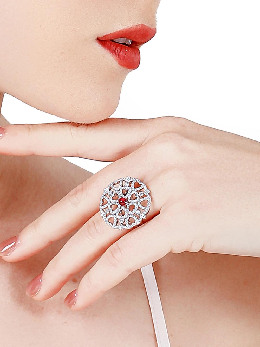 Antique Heart Shape Set Jewelry Emerald Color Cubic Zirconia Stones Ring JewelleryFactory Price Silver Ring