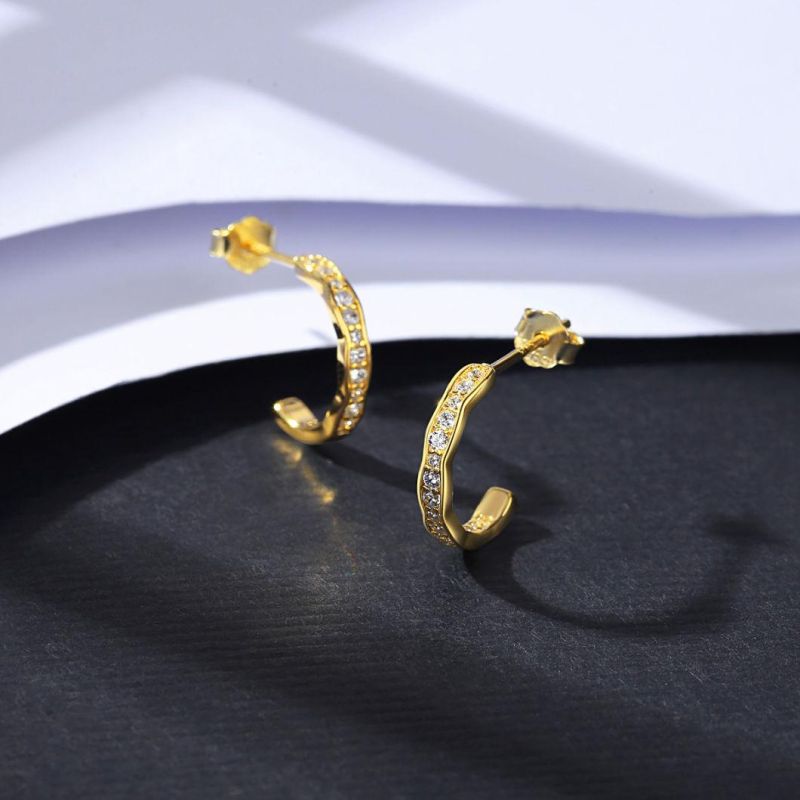 High Quality Wedding Gift Mens Circling Setting 925 Silver CZ Stone Earring