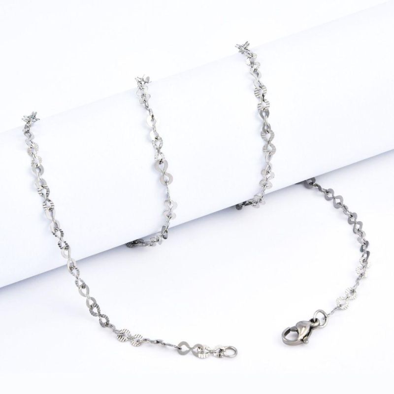 Wholesale Gold Plated Fashion Accessories Jewelry Necklace Eight-Character Embossed Chain for Lady Jewellery