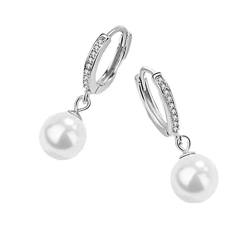 925 Sterling Silver Pearl Dangle Earrings for Women Graceful Accessories Fashion Earring Gift