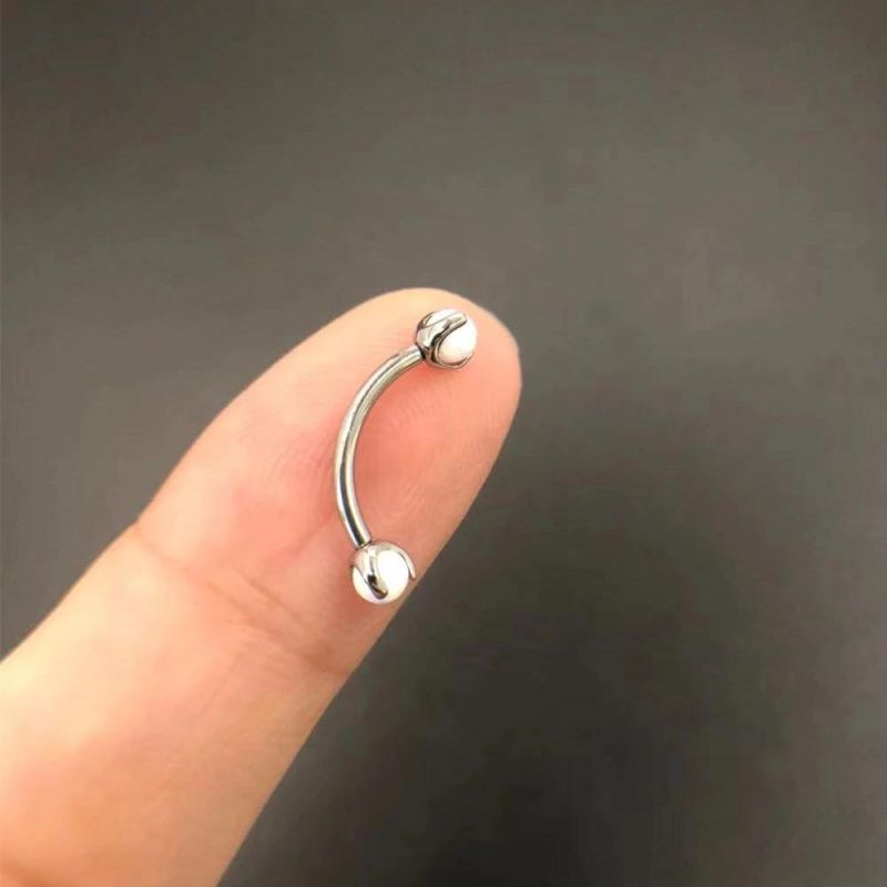 ASTM F136 Titanium Opal Eyebrow Banana Ring Body Piercing (Custom Sizes & Colors Available)