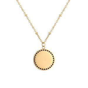 Custom Logo Circle Round Charm Necklace for Women