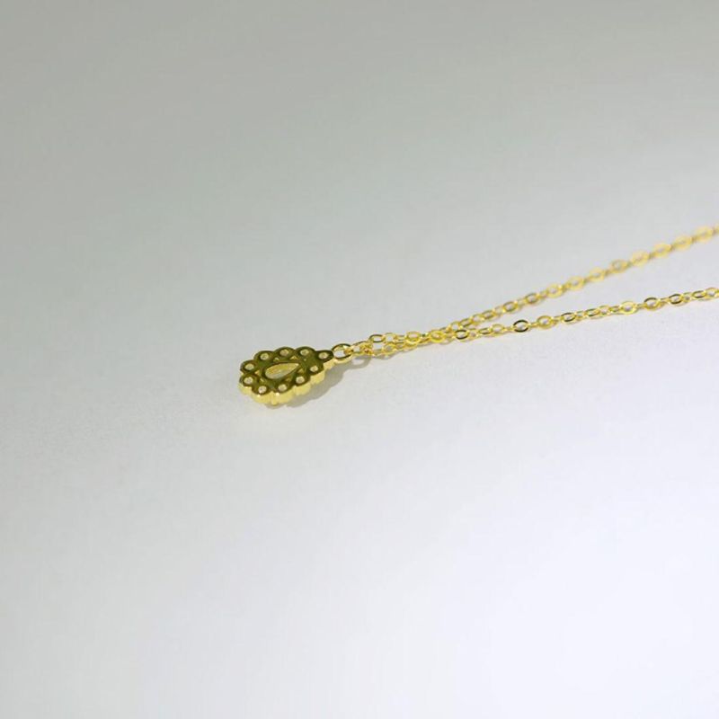 925 Sterling Silver 14K 18K Gold Plated Water Drop Crystal Pendant Necklace Women Vintage Palace Style Fashion Jewelry